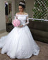 Long Lace Sleeve Wedding Dresses Ball Gown Off The Shoulder Sexy Bridal Dress Appliques
